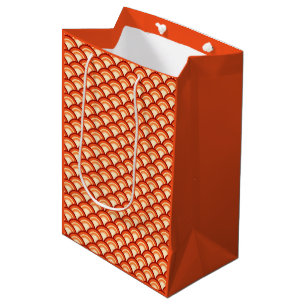 Art Deco wave pattern - tangerine orange Medium Gift Bag