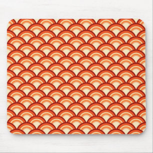 Art Deco wave pattern - tangerine orange Mouse Mat
