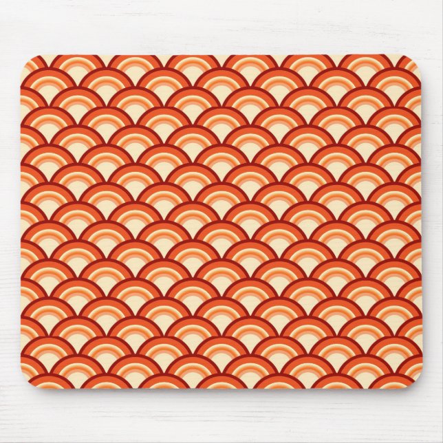 Art Deco wave pattern - tangerine orange Mouse Mat (Front)