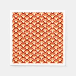 Art Deco wave pattern - tangerine orange Napkin