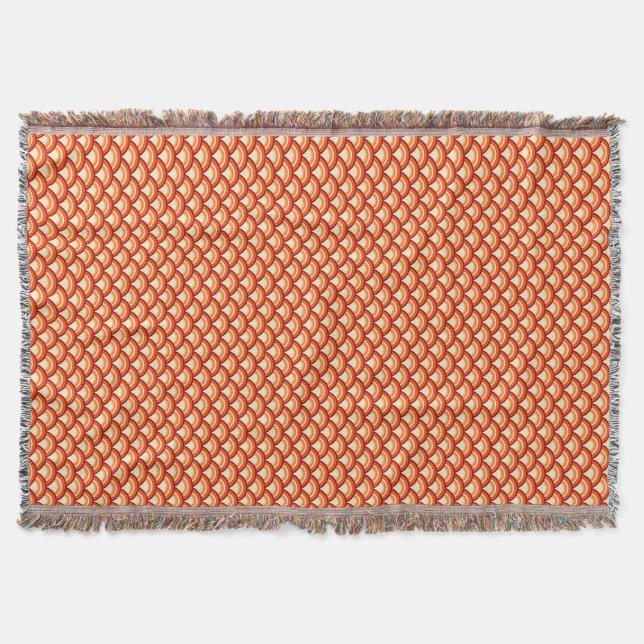 Art Deco wave pattern - tangerine orange Throw Blanket (Front)