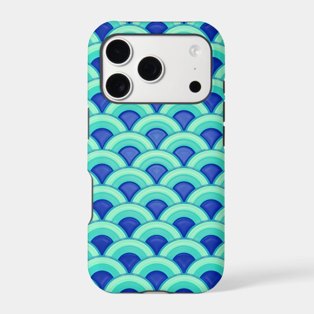 Art Deco wave pattern - turquoise and cobalt (Back)