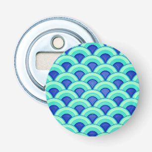 Art Deco wave pattern - turquoise and cobalt Bottle Opener