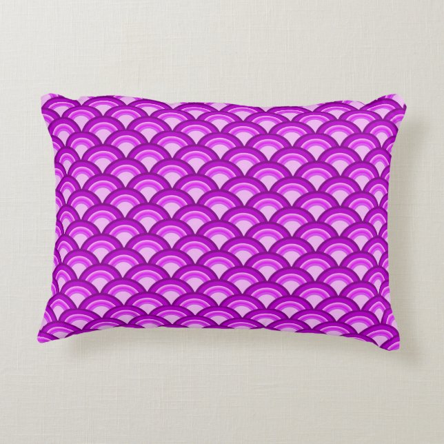 Art Deco wave pattern - violet and orchid Decorative Cushion (Back)