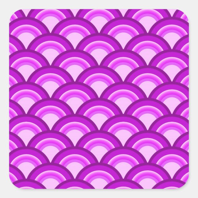 Art Deco wave pattern - violet and orchid Square Sticker (Front)