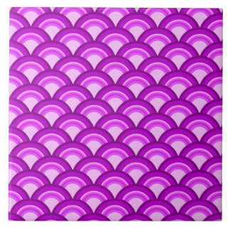 Art Deco wave pattern - violet and orchid Tile
