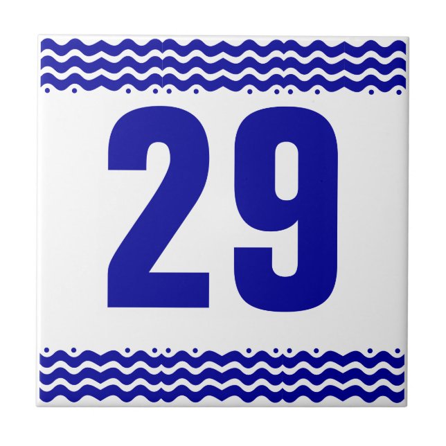 Art Deco Waves Number Tile (Front)