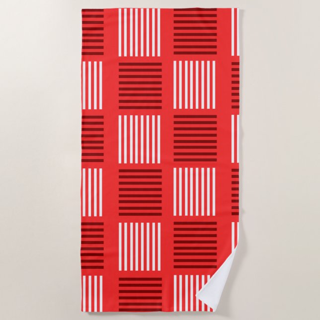 Art Deco Weave - Red Beach Towel (Front)