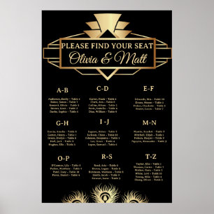  Art Deco Wedding Alphabetical Seating  Poster