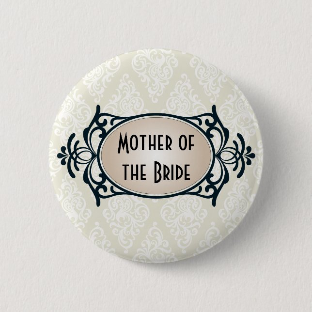 Art Deco Wedding Bridal Party 6 Cm Round Badge (Front)