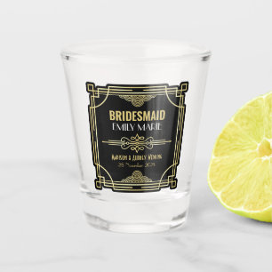 Art Deco Wedding Bridesmaid Gold Black Favour 1920 Shot Glass