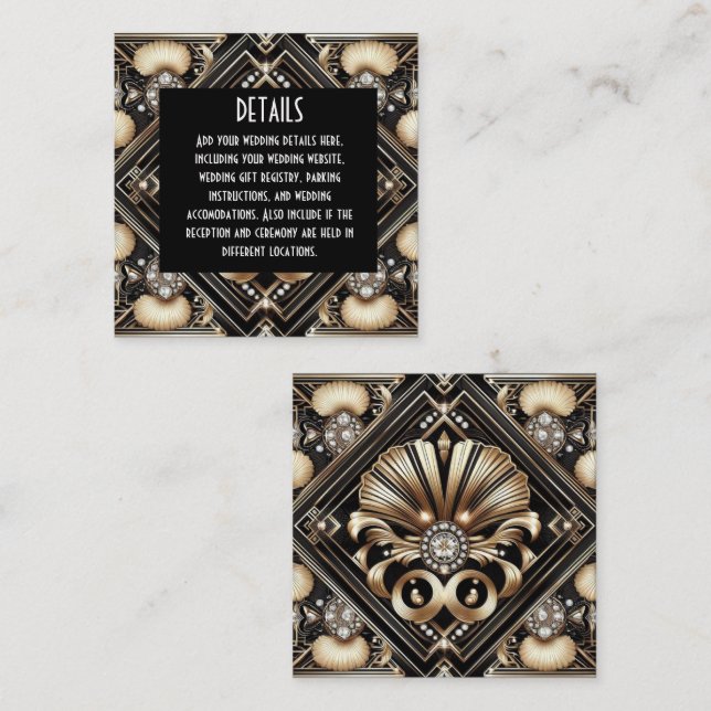 Art Deco Wedding Details Enclosure Cards (Front/Back)