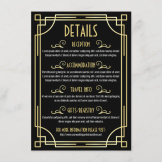 Art Deco Wedding Details Map Accommodation Info Enclosure Card
