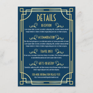 Art Deco Wedding Details Map Accommodation Info Enclosure Card