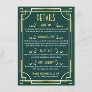 Art Deco Wedding Details Map Accommodation Info Enclosure Card