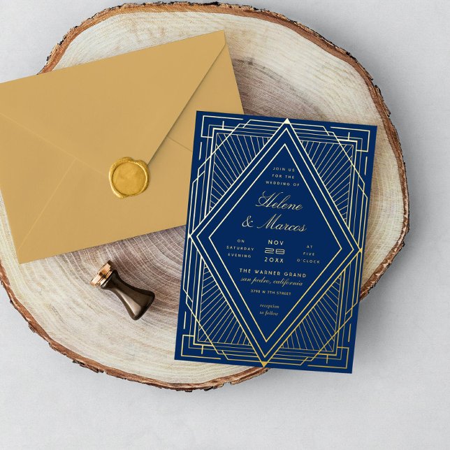 Art Deco Wedding Diamond Navy and Gold (Creator Uploaded)