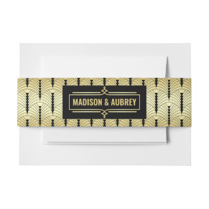 Art Deco Wedding Elegant Gold Black Great  Invitation Belly Band