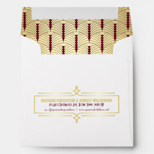 Art Deco Wedding Elegant Gold Burgundy Gatsby Envelope
