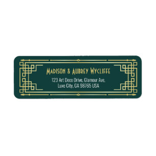 Art Deco Wedding Elegant Gold Green Return Address