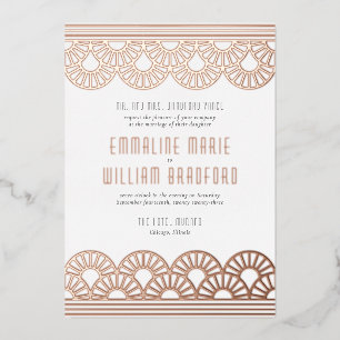 Art Deco Wedding Fan White Rose Gold