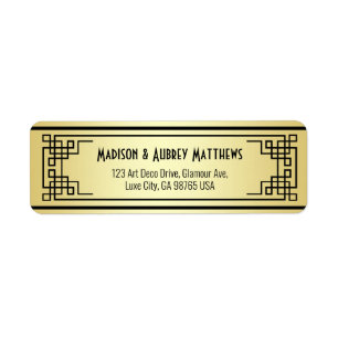 Art Deco Wedding Gold Black Elegant Return Address