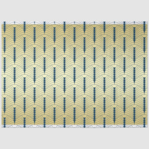 Art Deco Wedding Gold Blue Palmetto Pattern Tissue Paper