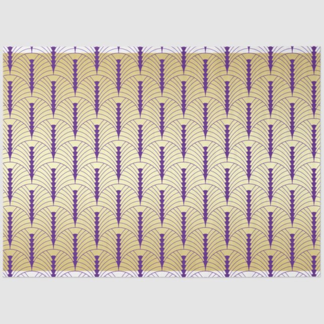 Art Deco Wedding Gold Purple Palmetto Pattern Tissue Paper (Front)