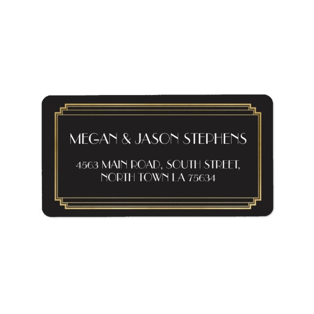 Art Deco Wedding Gold Return Address Label Art (Front)