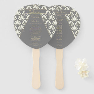 Art Deco Wedding Grey Roaring Twenties Vintage Hand Fan