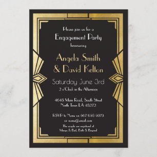 Art Deco Wedding Invitations Engagement Gatsby