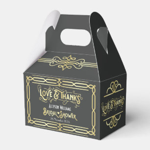 Art Deco Wedding Love & Thanks Gold Blue Favor Favour Box