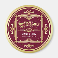 Art Deco Wedding Love & Thanks Gold Burgundy Favou