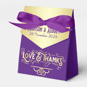 Art Deco Wedding Love & Thanks Gold Purple Favour Favour Box