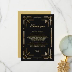Art deco wedding luxury wedding thank you card 