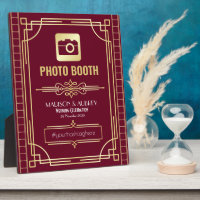 Art Deco Wedding Photo Booth Gold Burgundy Sign