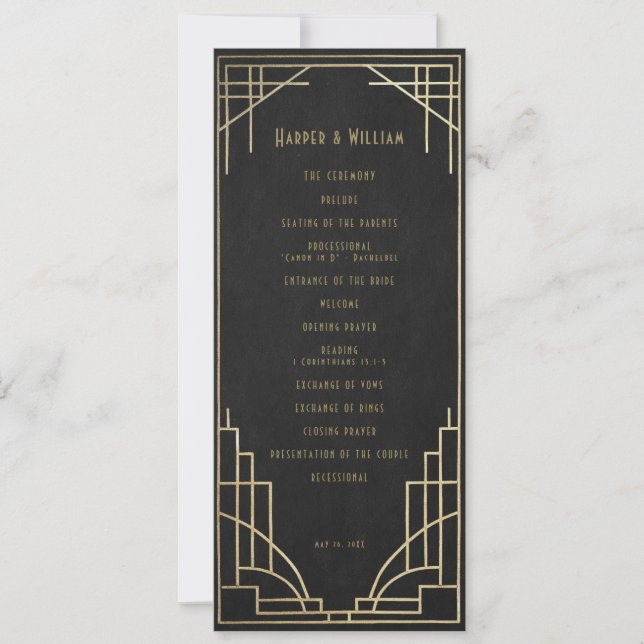 Art Deco wedding program Invitation (Front)