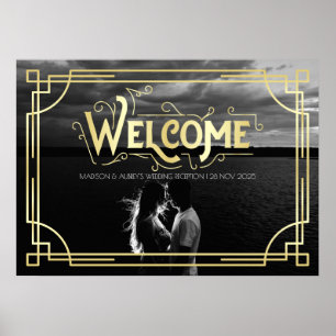 Art Deco Wedding Reception Welcome Add Your Photo Poster