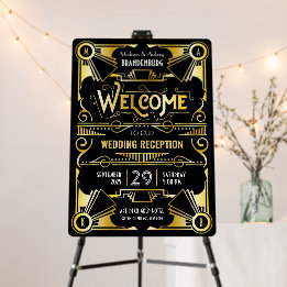 Art Deco Wedding Reception Welcome Gold & Black