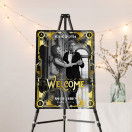 Art Deco Wedding Reception Welcome Gold Photo