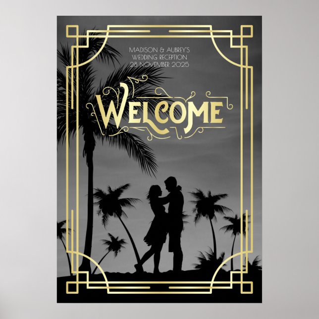 Art Deco Wedding Reception Welcome Sign Your Photo (Front)