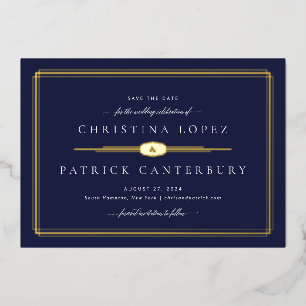 Art Deco Wedding Save The Date Foil Invitation