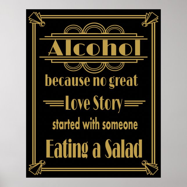 Art Deco Wedding sign "Alcohol Print (Front)