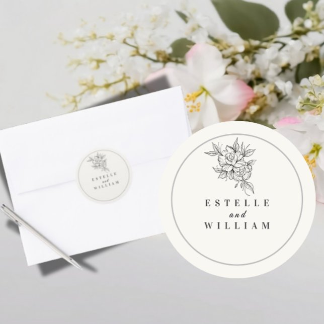 Art Deco Wedding Small Round Sticker | Elegant  (Creator Uploaded)