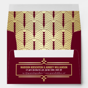 Art Deco Wedding Suite Matching Gold Burgundy Envelope