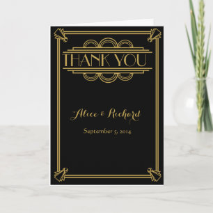 Art Deco Wedding Thank you card gold GATSBY