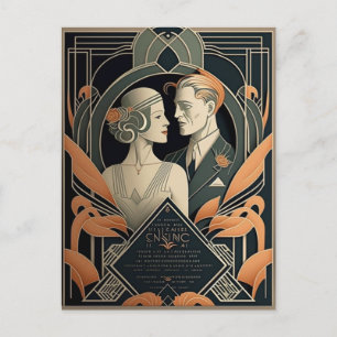 Art Deco wedding theme Postcard