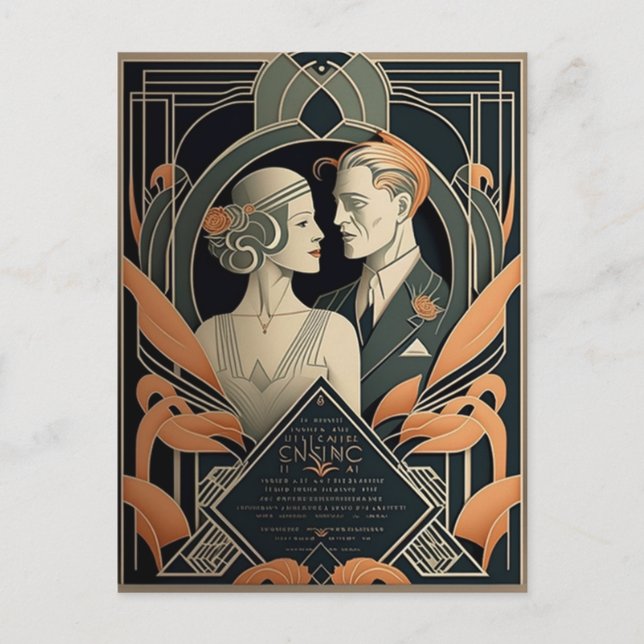 Art Deco wedding theme Postcard (Front)