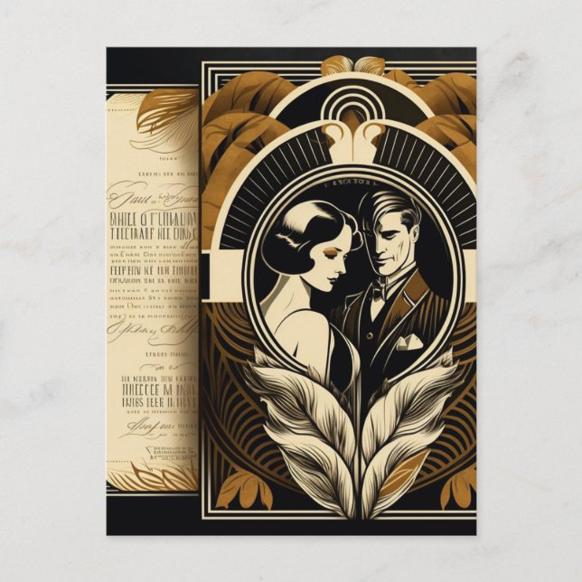 Art Deco wedding theme Postcard (Front)