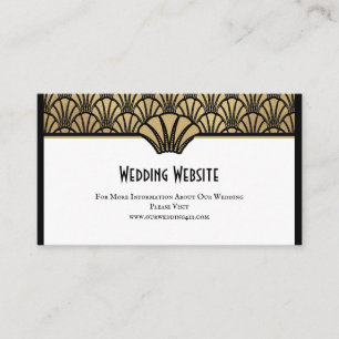 Art Deco Wedding Website Information Black Gold Business Card