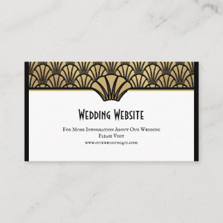 Art Deco Wedding Website Information Black Gold Business Card